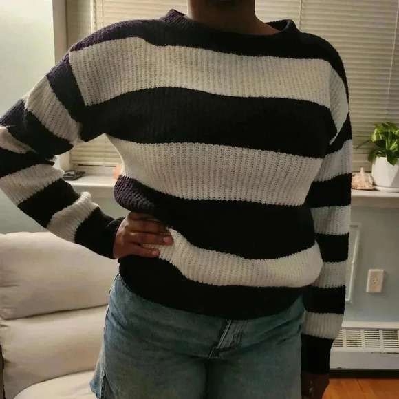 Who Wore What Chunky Black And White sweater - Picture 2 of 10